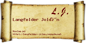 Langfelder Jolán névjegykártya